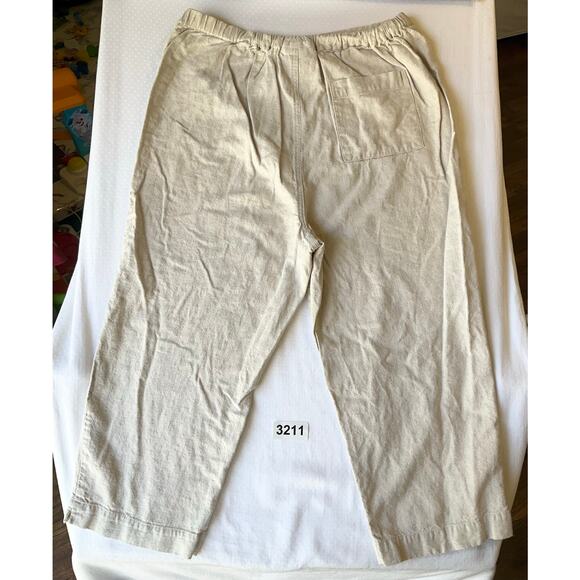 Jaclyn Smith Classic Women Linen Capri Pants size M Natural Beige Elastic Waist - Picture 8 of 9